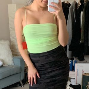 Neon Lime Green Ruched Bodysuit